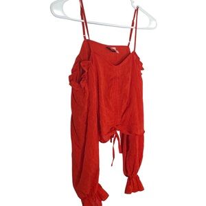 H&M Vibrant Red Ruffle Blouse